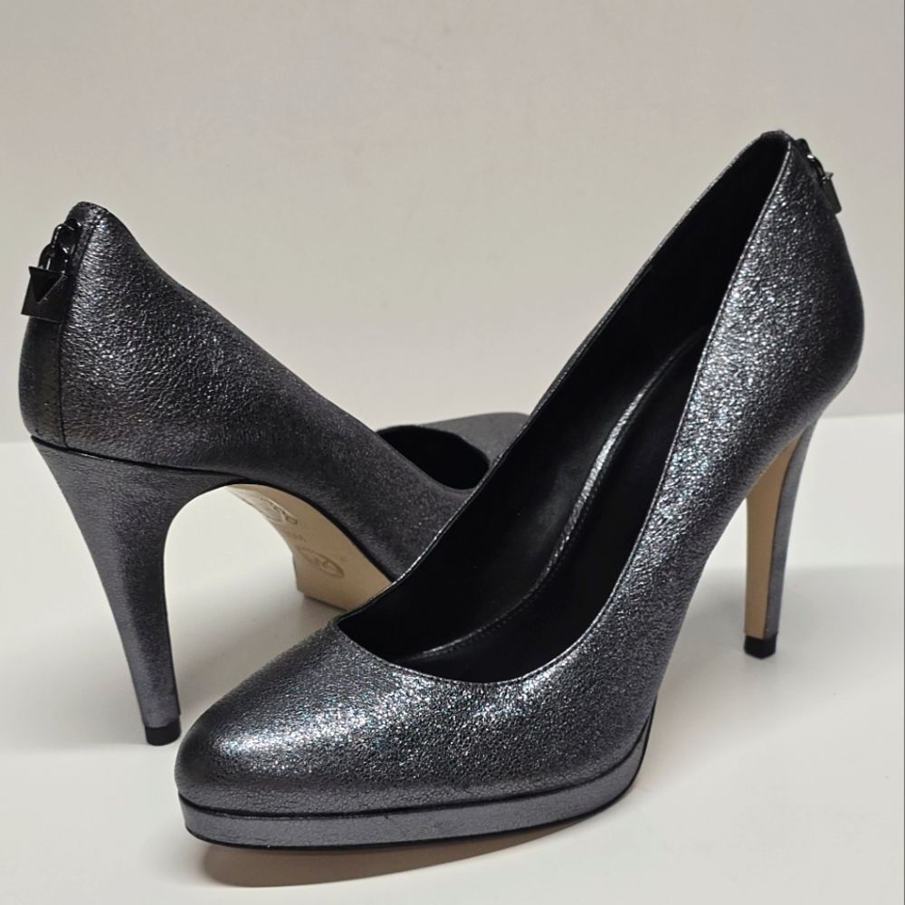 Michael Kors Antoinette Leather Pumps Gunmetal Metallic Women's 10 - Picture 1 of 8